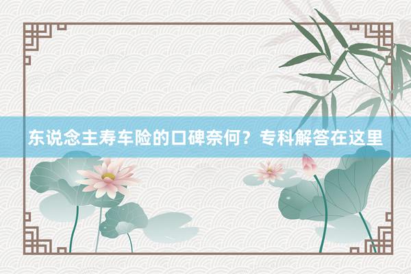 东说念主寿车险的口碑奈何？专科解答在这里